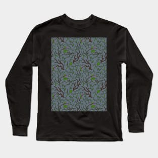 Grey deep dark forest. Saturated dark pattern. Long Sleeve T-Shirt